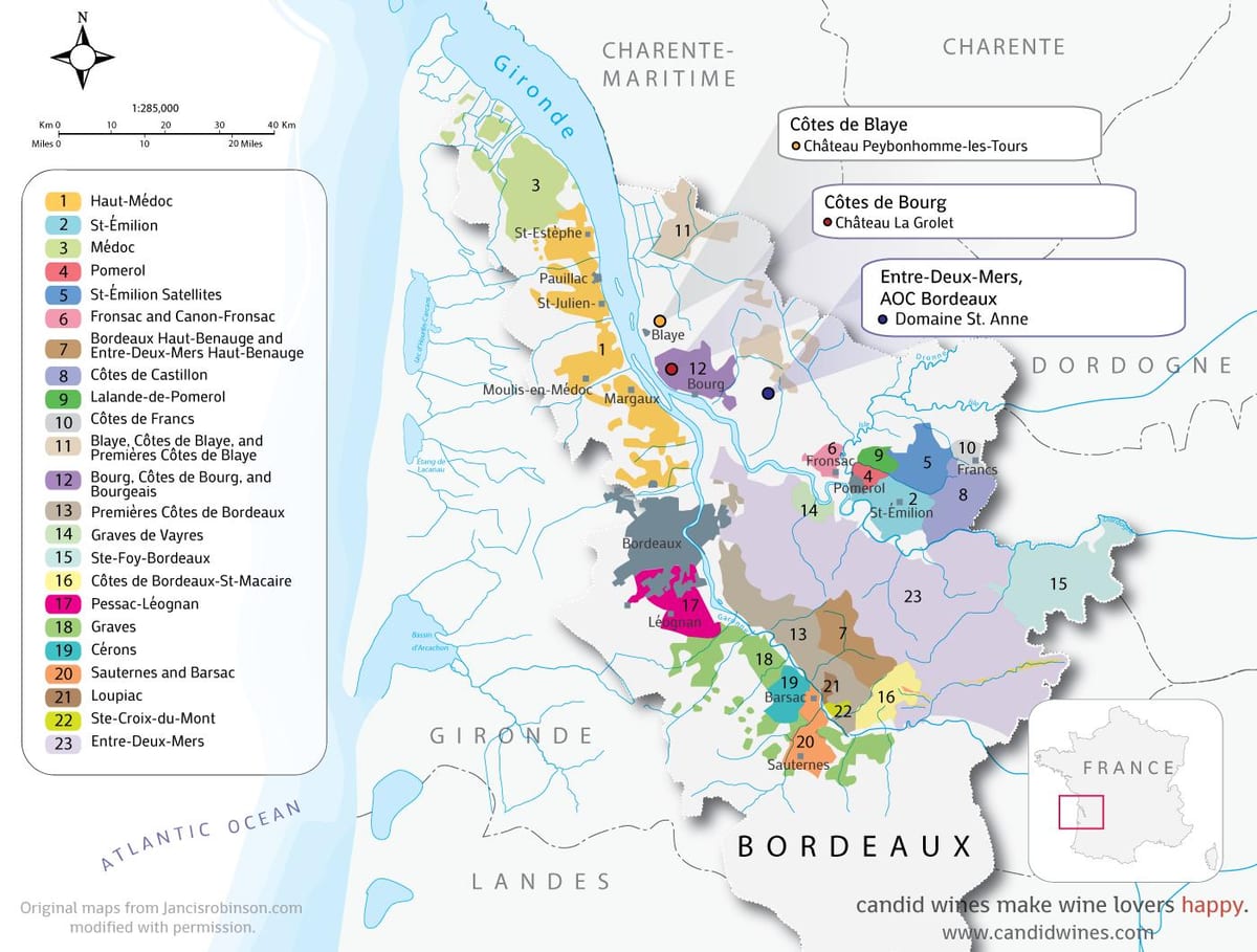 ramani ya Bordeaux chateaux
