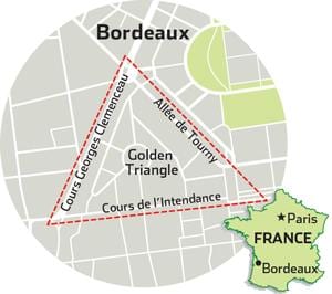 ramani ya Bordeaux golden triangle