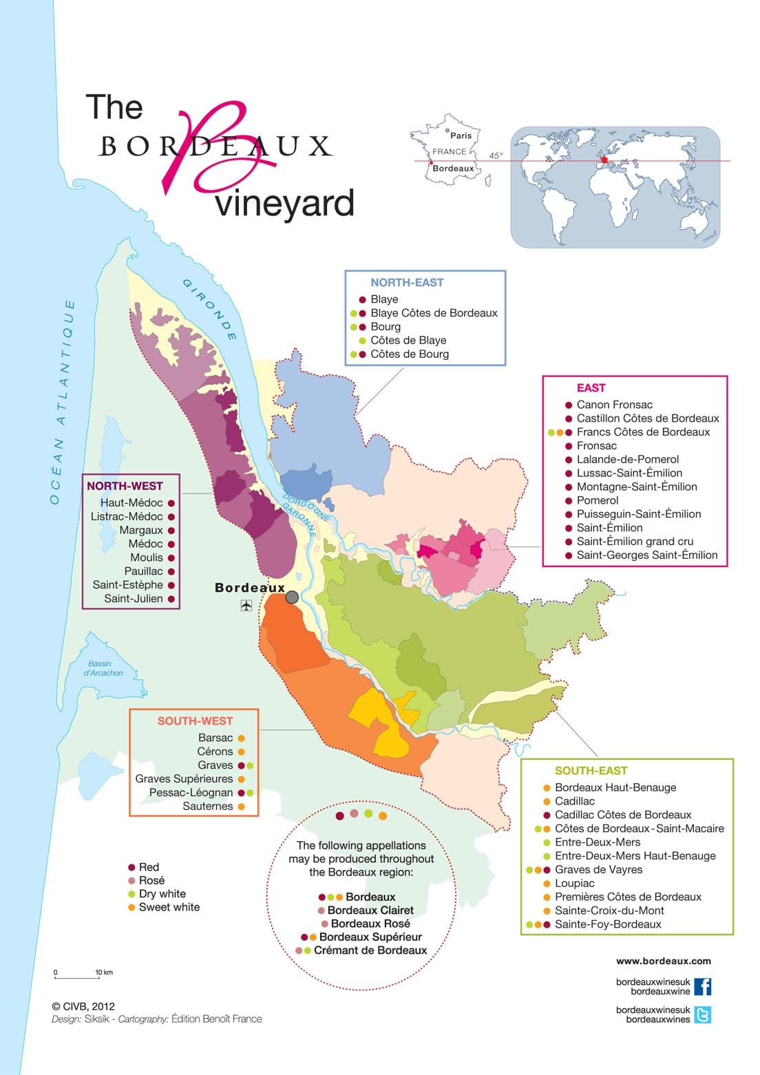 ramani ya Bordeaux mvinyo ya nchi