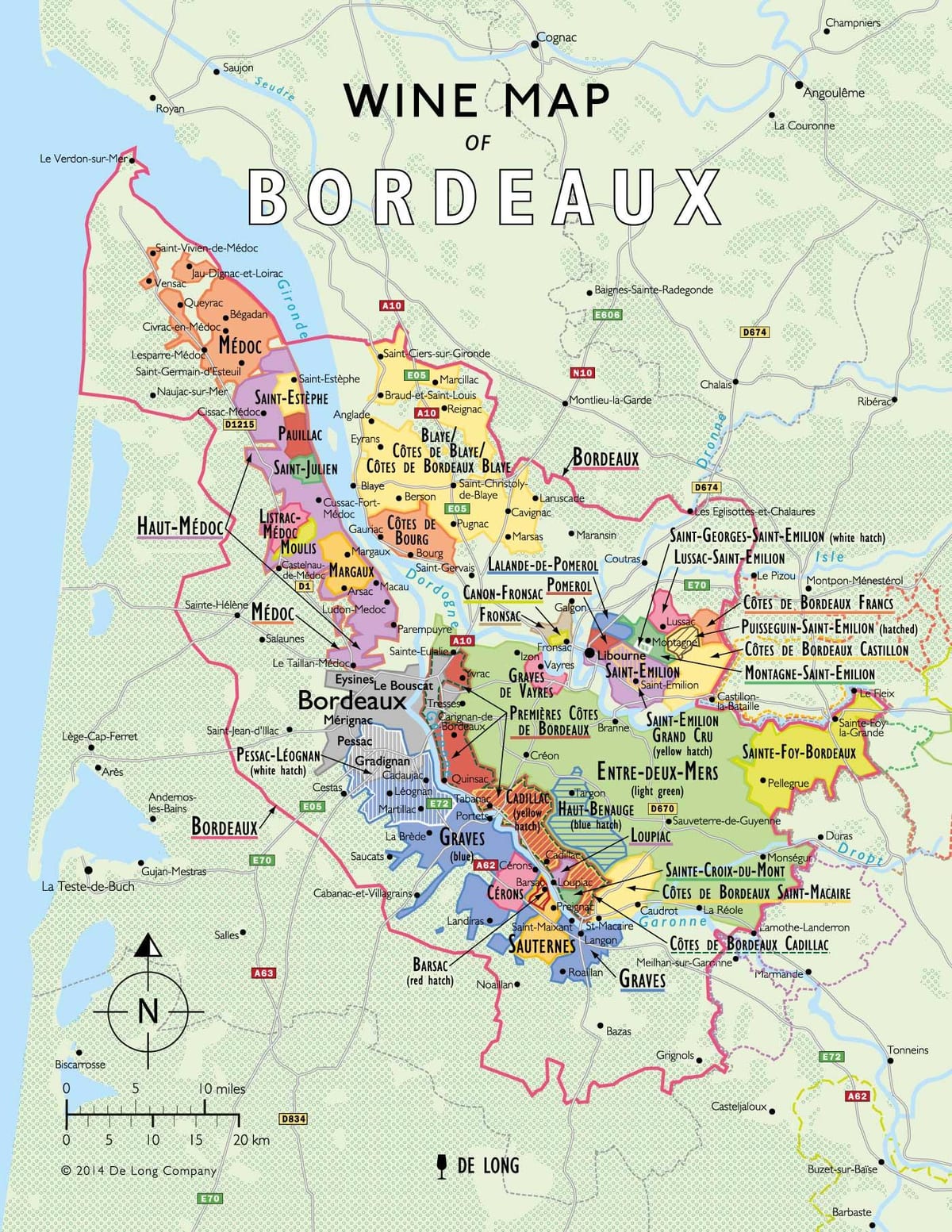Bordeaux mizabibu ramani