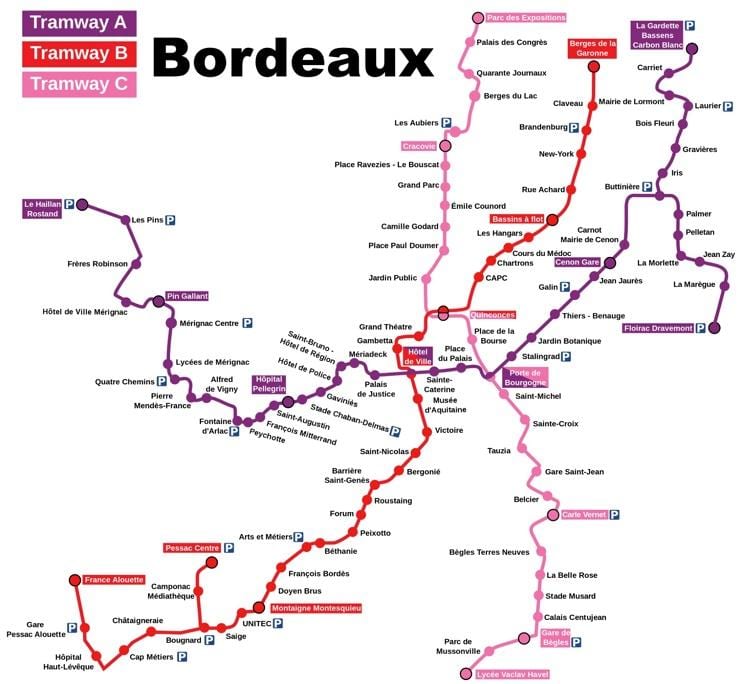 Bordeaux metro ramani