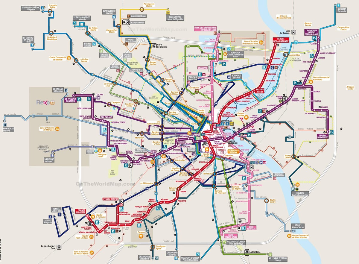 ramani ya Bordeaux transit