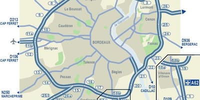 Bordeaux ramani ya barabara