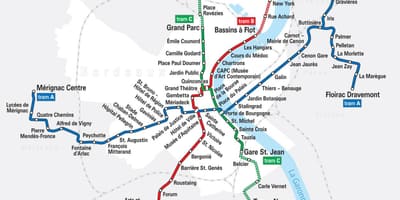 Bordeaux tram system ramani
