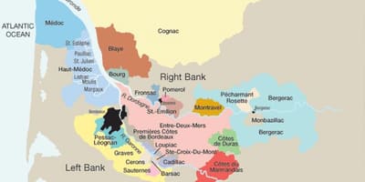 Kushoto benki ya Bordeaux ramani