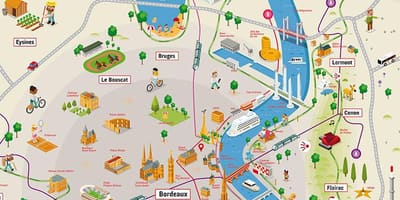 Bordeaux na yanayozunguka eneo ramani